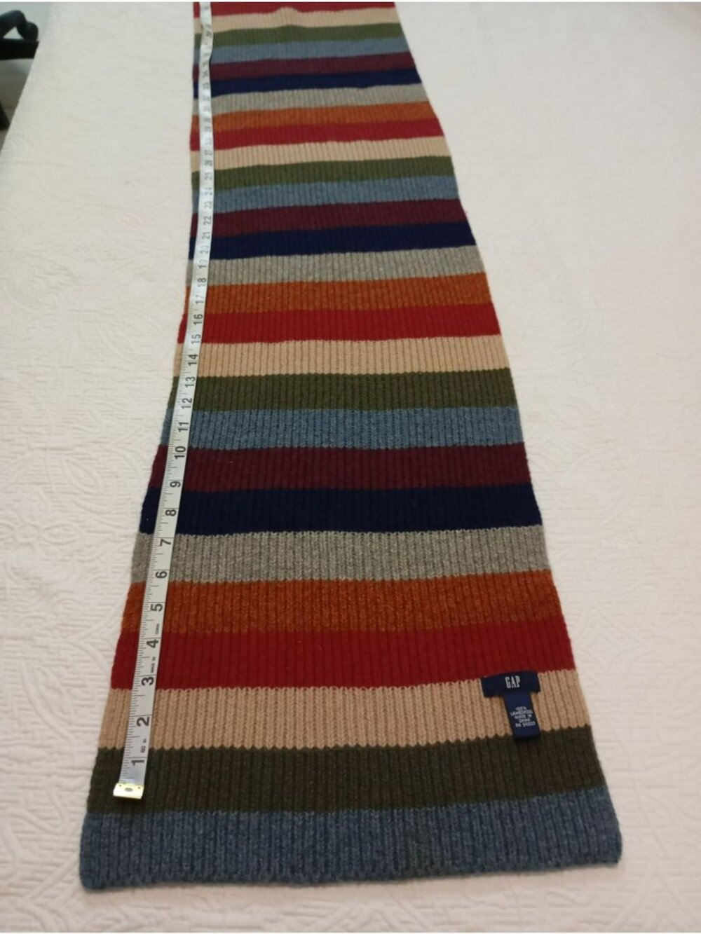 Y2K Gap Scarf 100% Lambswool Multicolor Striped Warm Knit Winter Unisex - Picture 4 of 7